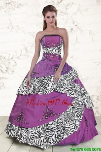 Classic Purple Quinceanera Dresses with Embroidery and Zebra