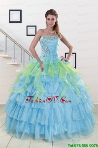 Designer Strapless 2015 Quinceanera Dresses with Beading