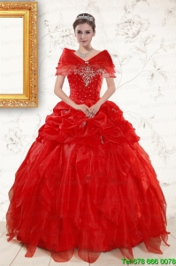 Designer Sweetheart Beading Quinceanera Dresses in Red