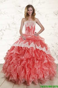 2015 Lovely Watermelon Quinceanera Dresses with Strapless