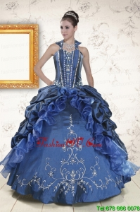 Designer Sweetheart Navy Blue Quinceanera Dresses with Beading