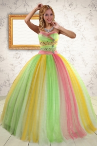 Lovely Ball Gown Sweet 16 Dresses in Multi Color for 2015