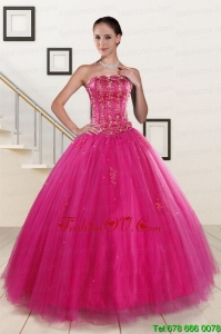 Lovely Fuchsia Quinceanera Dresses with Beading and Appliques
