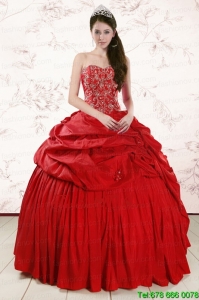 Lovely Red Affordable Sweetheart Beading Quinceanera Dresses