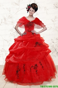 Sweetheart Designer Red Quinceanera Dresses With Applique