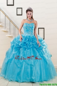 2015 Modern Sweetheart Beading Quinceanera Dress in Aqua Blue