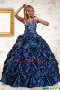 Lovely Appliques Navy Blue Quinceanera Dresses with Pick Ups