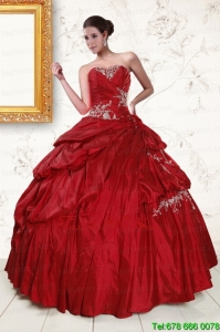 Modern Wine Red Sweetheart Quinceanera Dresses with Embroidery