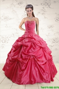 2015 New Style Appliques Quinceanera Dresses in Hot Pink