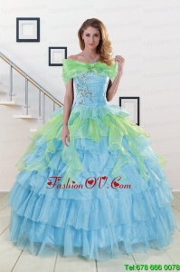 New Style Beading Strapless Multi Color Quinceanera Dress for 2015