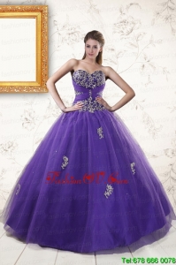 New Style Purple Quinceanera Dresses with Appliques and Beading