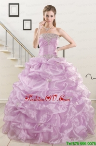 2015 Pretty Appliques and Ruffles Quinceanera Dresses in Lilac