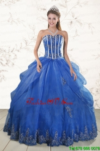 2015 Cheap Appliques Sweet Sixteen Dresses in Royal Blue