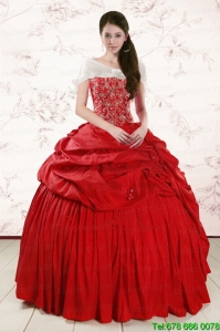 2015 Discount Sweetheart Beading Sweet Sixteen Dresses in Red
