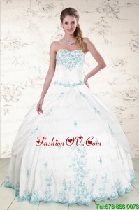 Modest Appliques 2015 Sweet Sixteen Dresses in White