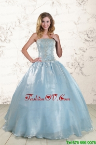 New Style 2015 Beading Sweet Sixteen Dresses with Strapless
