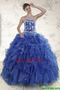 Pretty Beading and Ruffles 2015 Quinceanera Dresses in Royal Blue