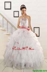 Sweetheart 2015 Elegant Sweet Sixteen Dresses with Appliques and Belt