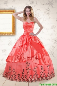 2015 Unique Quinceanera Gowns with Ruching and Appliques