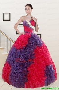 Unique Beading and Ruffles Multi-color Quinceanera Dresses