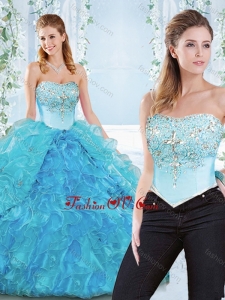 Popular Big Puffy Organza Detachable Lovely Quinceanera Dresses with Beading and Ruffles