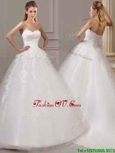 Gorgeous Ball Gown Court Train Wedding Dresses with Appliques and Ruching