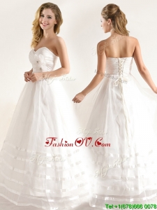 Plus Size A-line Organza Wedding Dresses with Handle Made Flower and Ruching
