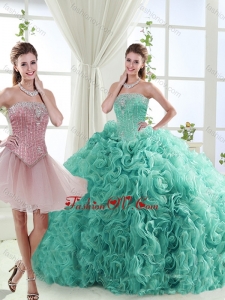 2016 Popular Beaded Big Puffy Detachable Quinceanera Dresses in Rolling Flower
