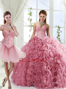 Best Beaded and Rolling Flowers Quinceanera Dresses with Brush Train