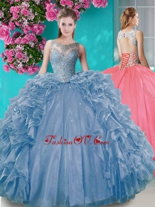 Elegant Open Back Beaded and Ruffled Sweet 16 Dress with Removable Skirt