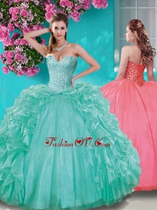 Fashionable Beaded and Ruffled Taffeta New style Quinceanera Dress in Really Puffy