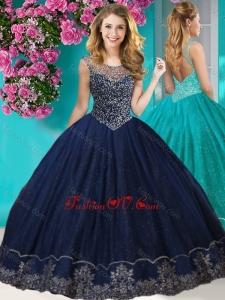 Fashionable See Through Scoop New style Quinceanera Dress with Beading and Appliques