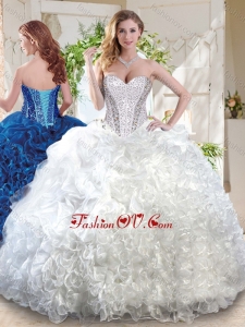 Latest Organza White New style Quinceanera Dress with Beading and Ruffles