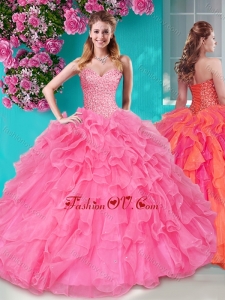 Lovely Beaded and Ruffles Sweetheart New style Quinceanera Dress in Big Puffy