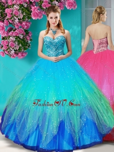 Popular Beaded Rainbow New style Quinceanera Dress with Really Puffy