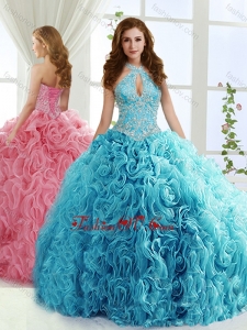 Halter Top Modern Quinceanera Dress with Beading and Appliques