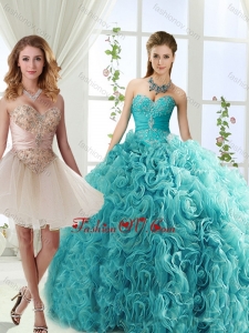 Lovely Big Puffy Rolling Flowers Quinceanera Gowns with Beading and Appliques