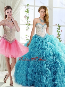 New style Rolling Flowers Detachable Quinceanera Dresses with Brush Train