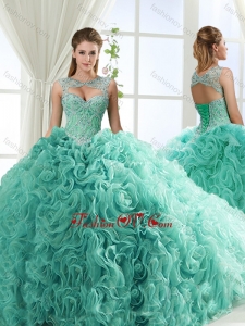 New style Sweetheart Beaded Detachable Quinceanera Dresses with Rolling Flower