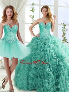 New style Visible Boning Beaded Detachable Quinceanera Gowns in Rolling Flowers