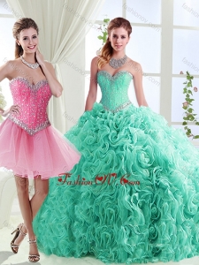 Rolling Flowers Really Puffy Lovely Quinceanera Dresses in with Beading