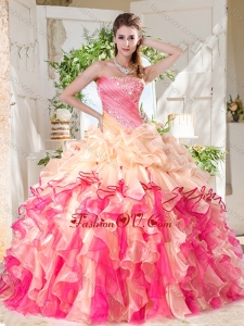 Cheap Big Puffy Colorful 2016 Quinceanera Dresses with Beading and Ruffles