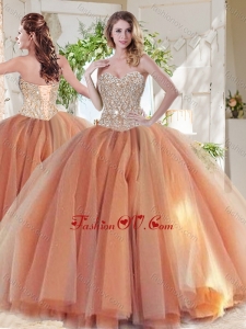 Exclusive Beaded Really Puffy 2016 Quinceanera Dresses in Orange