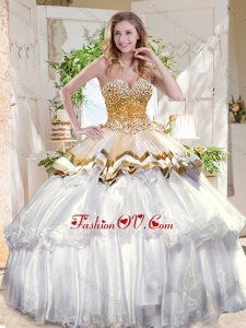 Pretty Big Puffy 2016 Quinceanera Dresses with Beading and Ruffles Layers