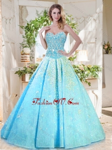 Beautiful A Line Aqua Blue Lovely Quinceanera Dresses with Beading and Appliques