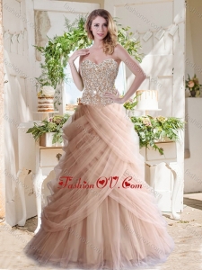 Elegant A Line Champagne Best Quinceanera Dresses with Beading and Ruffles
