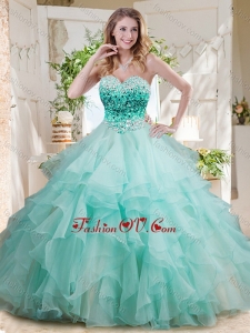 Elegant Floor Length Big Puffy New style Quinceanera Dresses with Beading and Ruffles Layers
