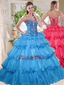 Elegant Puffy Skirt Beaded and Ruffled Layers Lovely Quinceanera Dresses