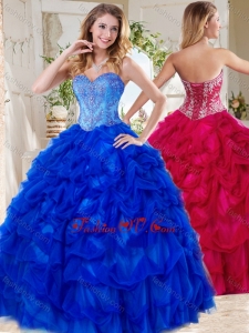 Exclusive Blue Big Puffy Best Quinceanera Dresses with Beading and Pick Ups