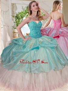 Gorgeous Beaded Bodice and Applique Big Puffy Lovely Quinceanera Dresses for 2016